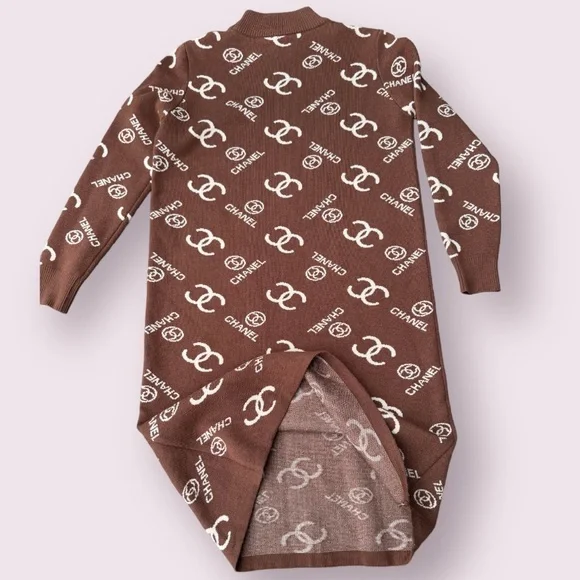 CHANEL CC Logo Monogram Sweater Dress